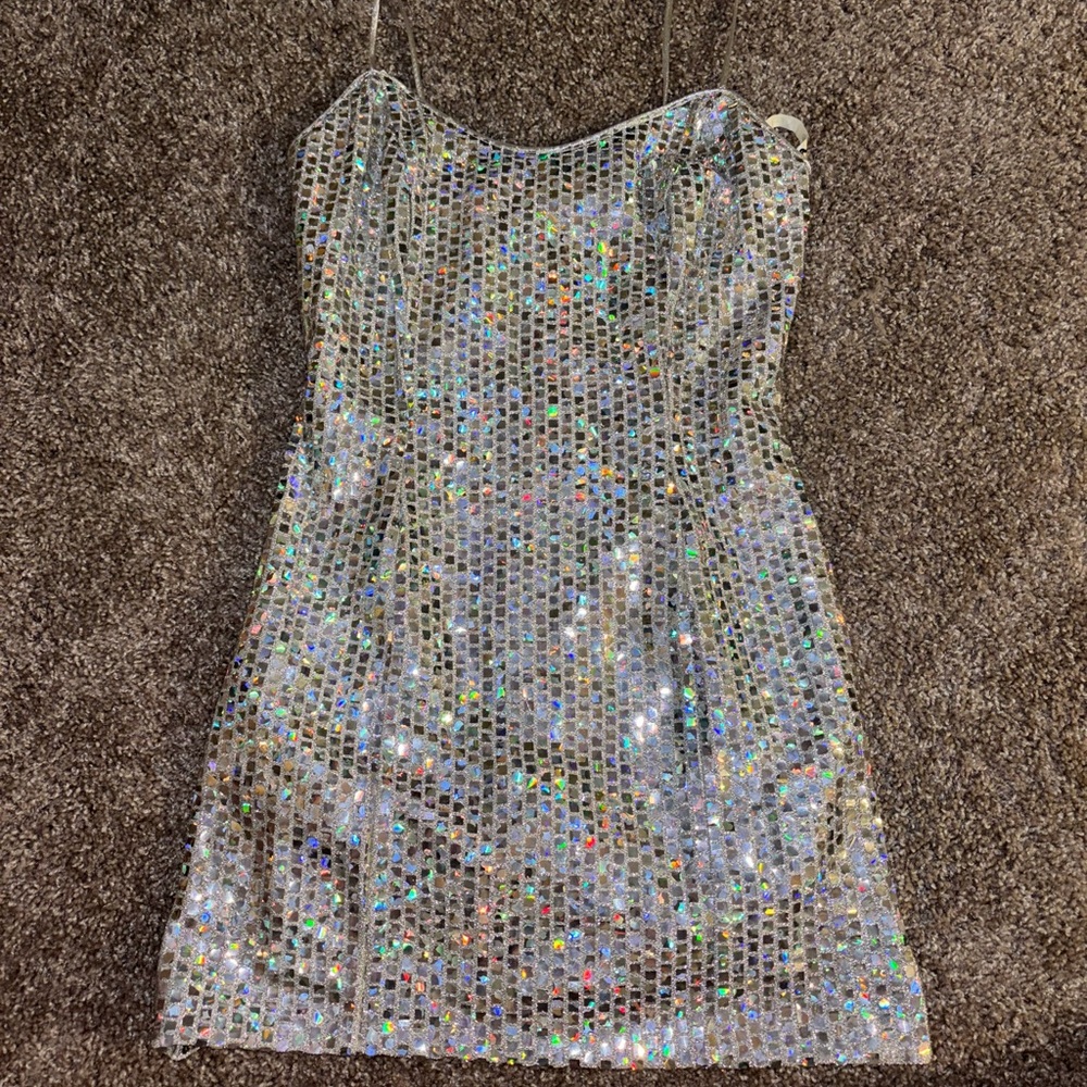 Dazzling Silver Sequin Mini Dress - image 1